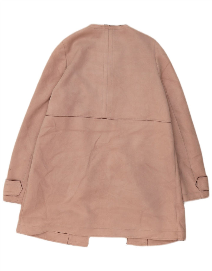 Zara Dame imiteret ruskind Overfrakke UK 14 Medium Pink Polyester