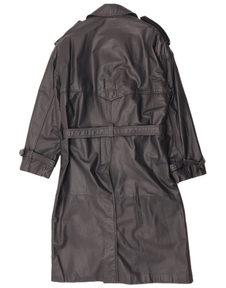 Machiavelli Herre Læder Dobbeltradet Frakke IT 48 Medium Grey Læder