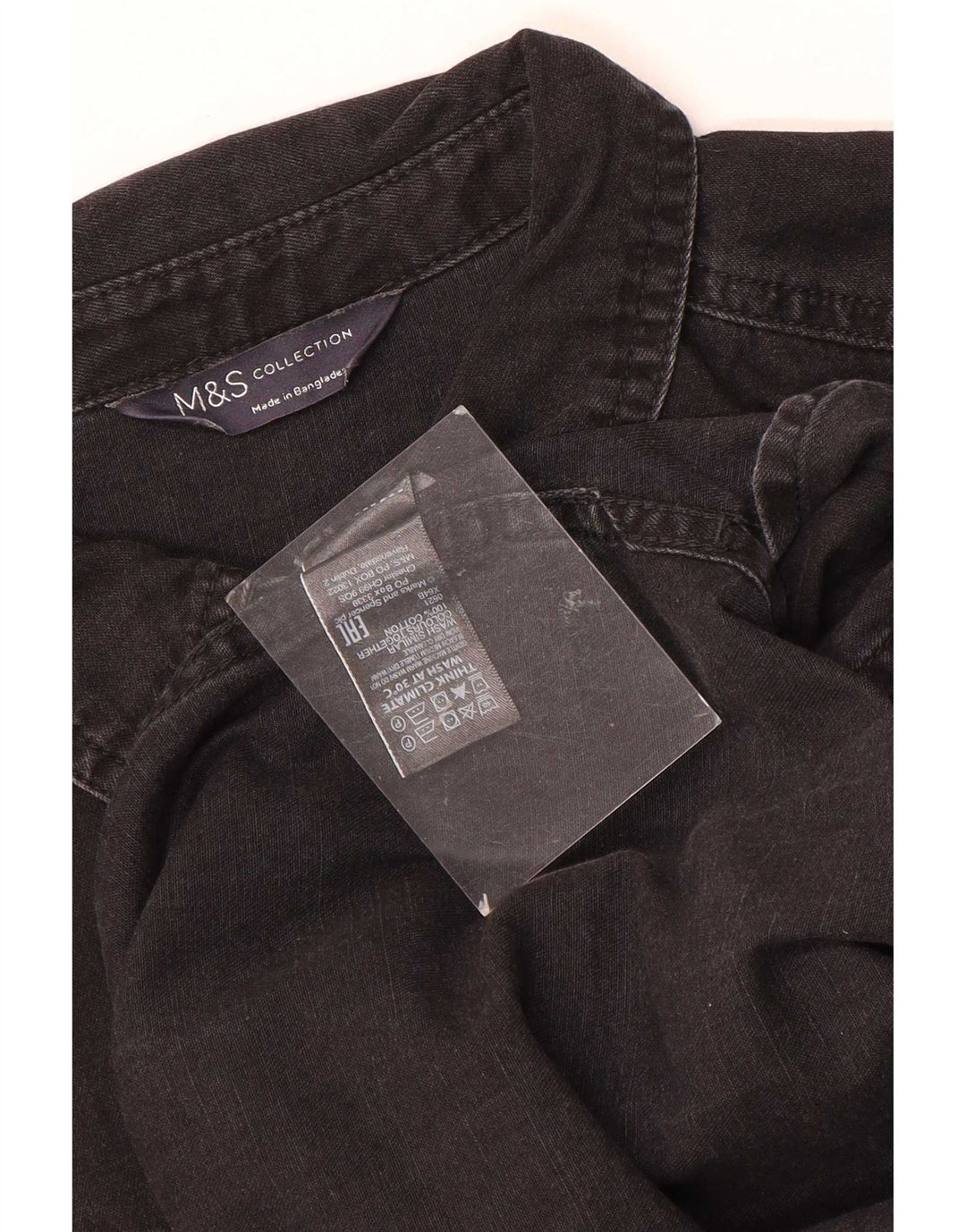 Marks & Spencer Dame Denim Shirt UK 16 Stor Sort Bomuld