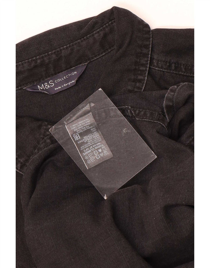 Marks & Spencer Dame Denim Shirt UK 16 Stor Sort Bomuld