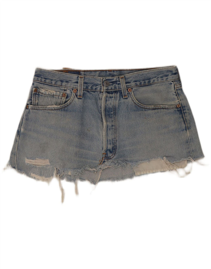 Levi's Womens 501 Distressed Mini denim nederdel W31 Medium Blue Bomuld