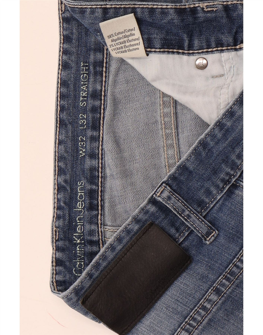 Calvin Klein Straight Jeans til mænd W32 L32 Blå Bomuld