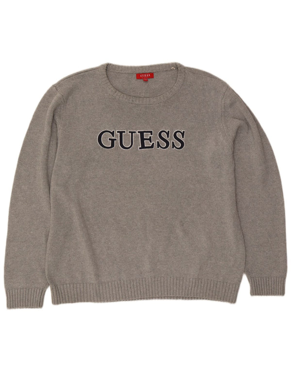 Guess Herre grafisk bådhals sweater 2XL grå bomuld