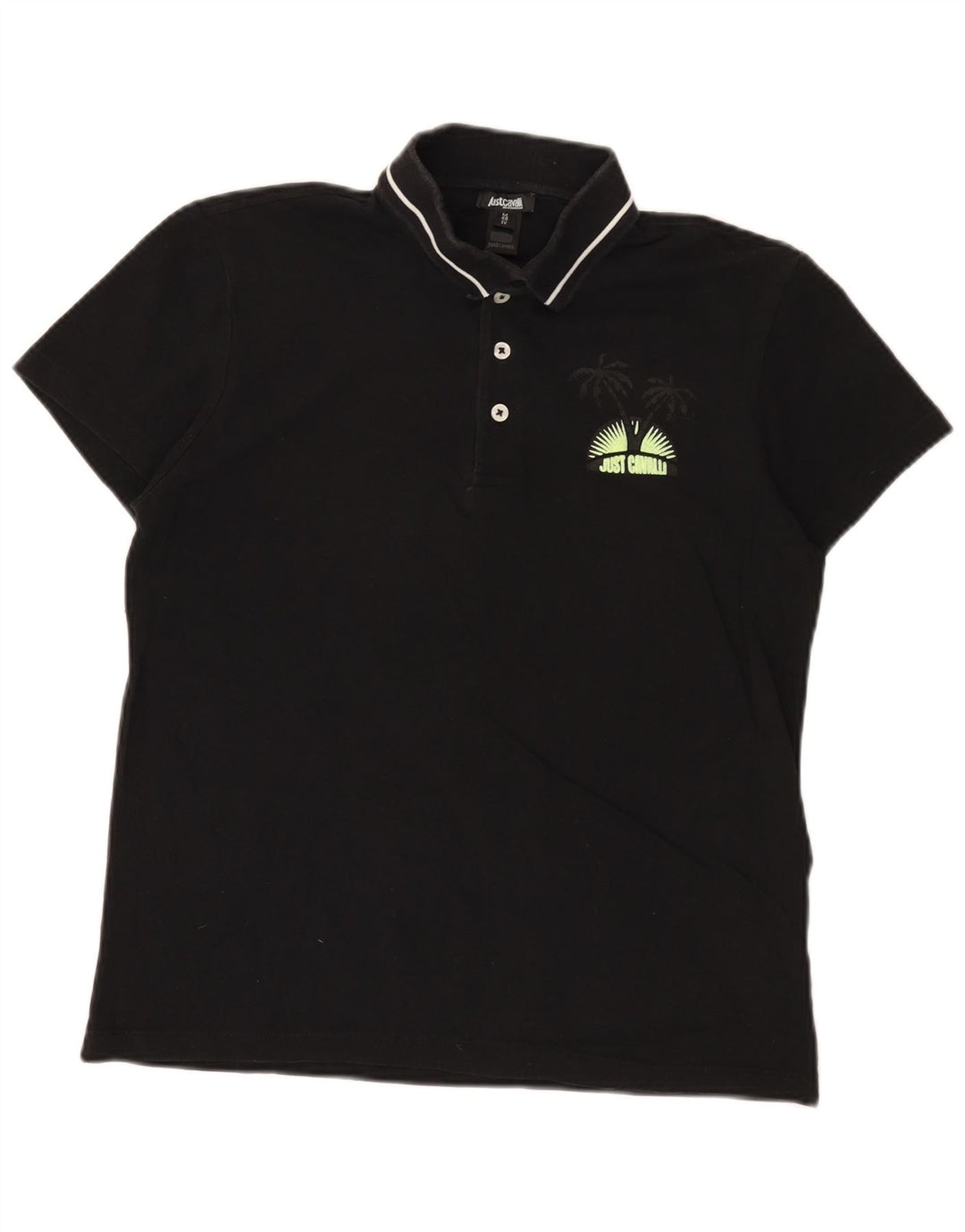 Just Cavalli Herre poloshirt IT 48 Lille sort bomuld