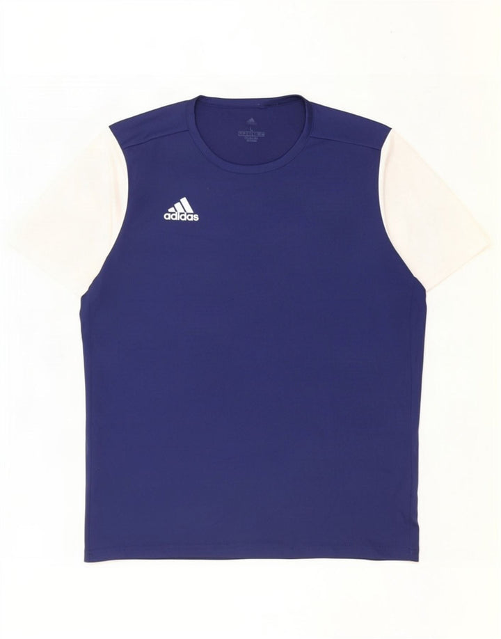 Adidas Herre Climalite T-Shirt Top Stor Marineblå Colourblock Polyester