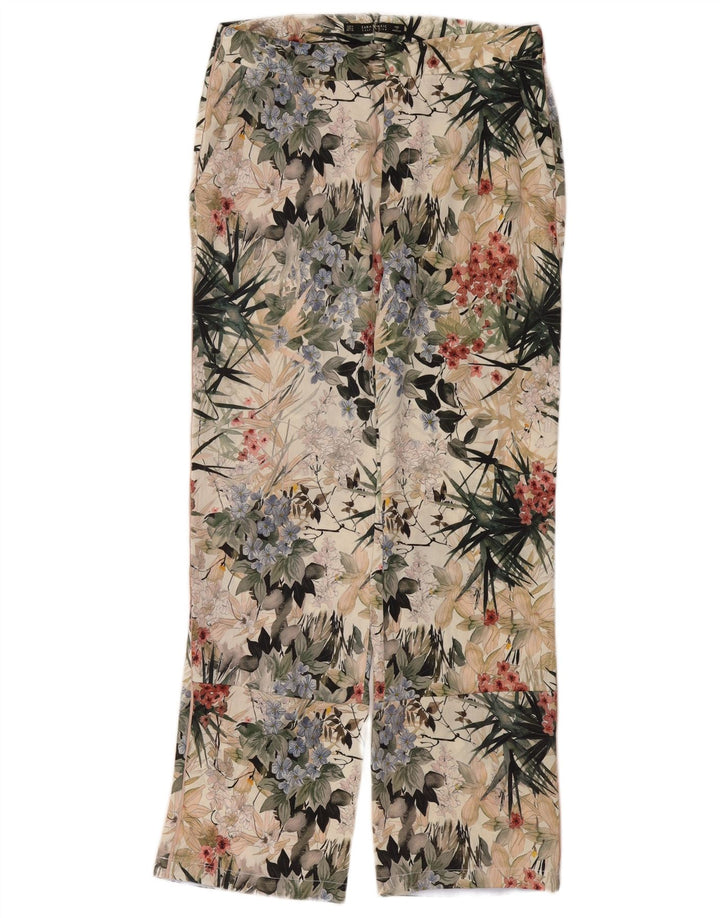 Zara Womens Straight Chino Trousers Medium W28 L29 Multicoloured Floral