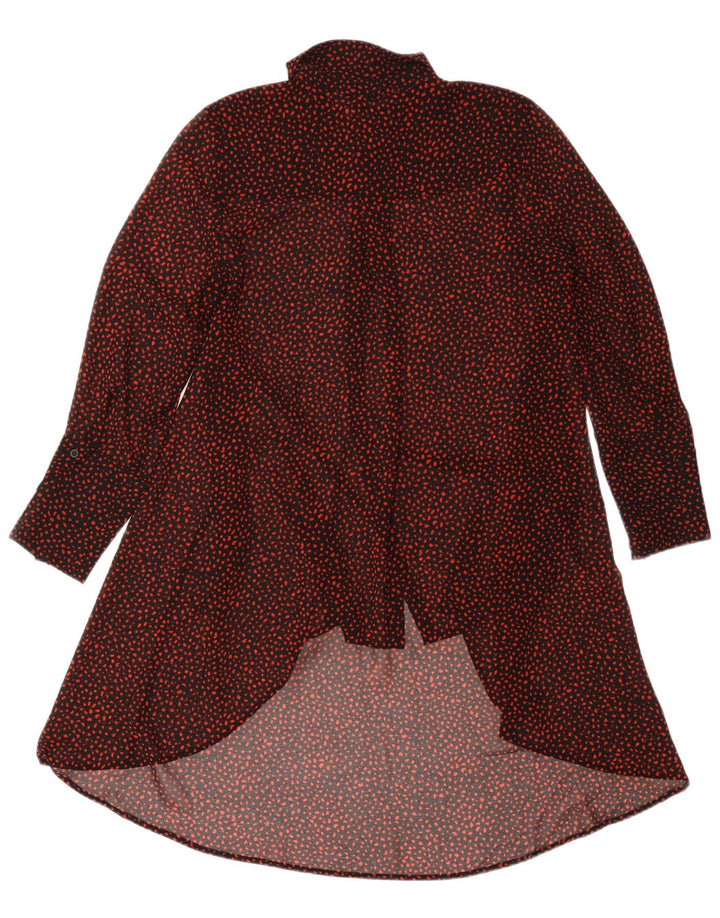 MINT VELVET Dame langærmet skjortekjole UK 12 Medium Black Spotted