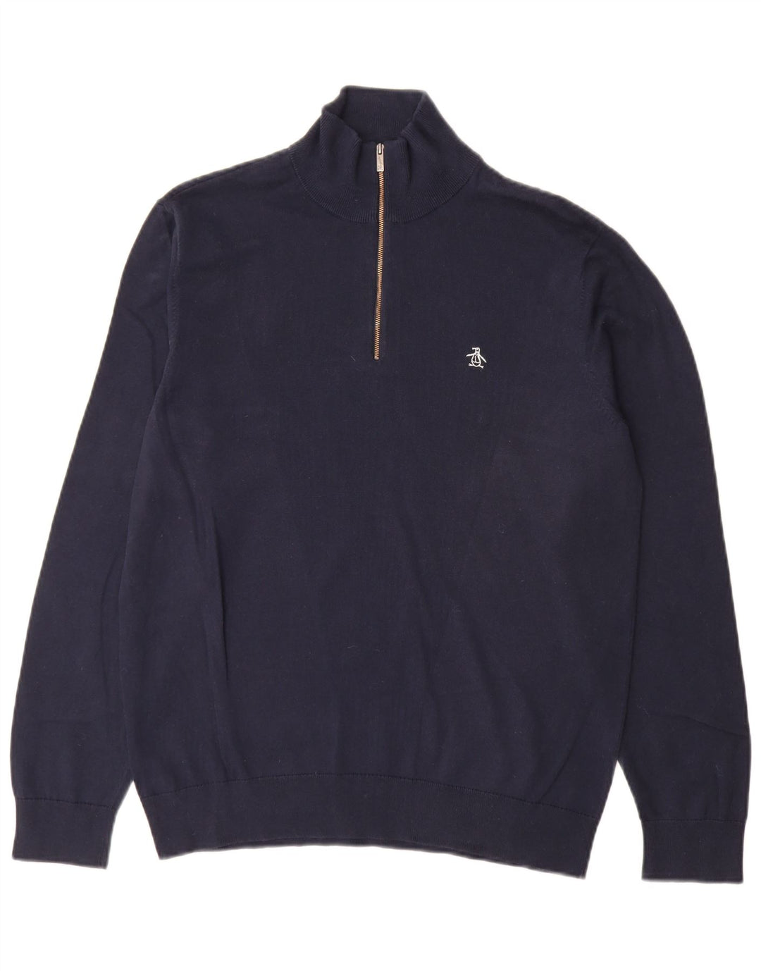 Penguin Herre Zip Neck Jumper Sweater Stor Marineblå Bomuld