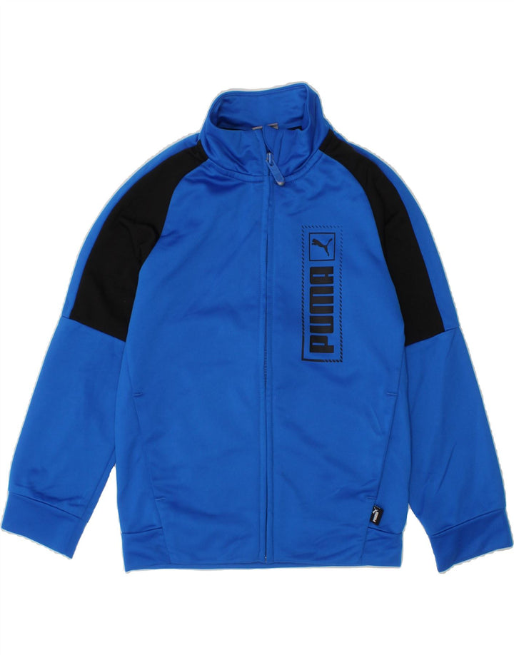PUMA Boys Graphic Tracksuit Top Jacket 5-6 Years XS Blue Colourblock Vintage Puma and Second-Hand Puma from Messina Hembry 