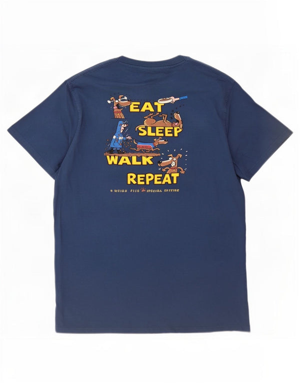 Weird Fish Herre grafisk T-shirt top 3XL marineblå bomuld