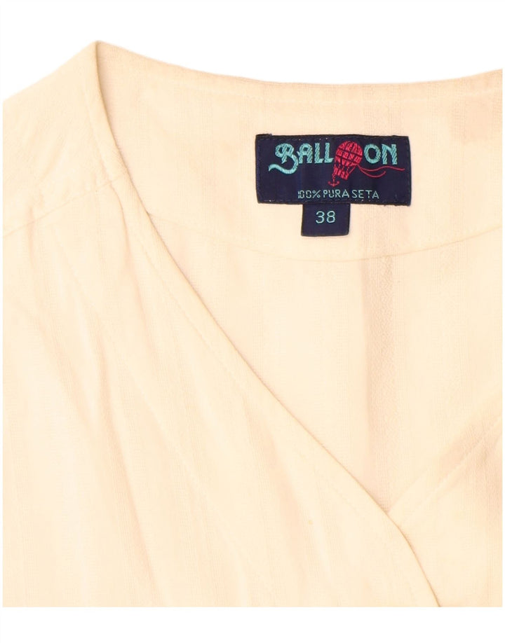 Ballon Dame ærmeløs skjorte bluse EU 38 Medium Off White Silke