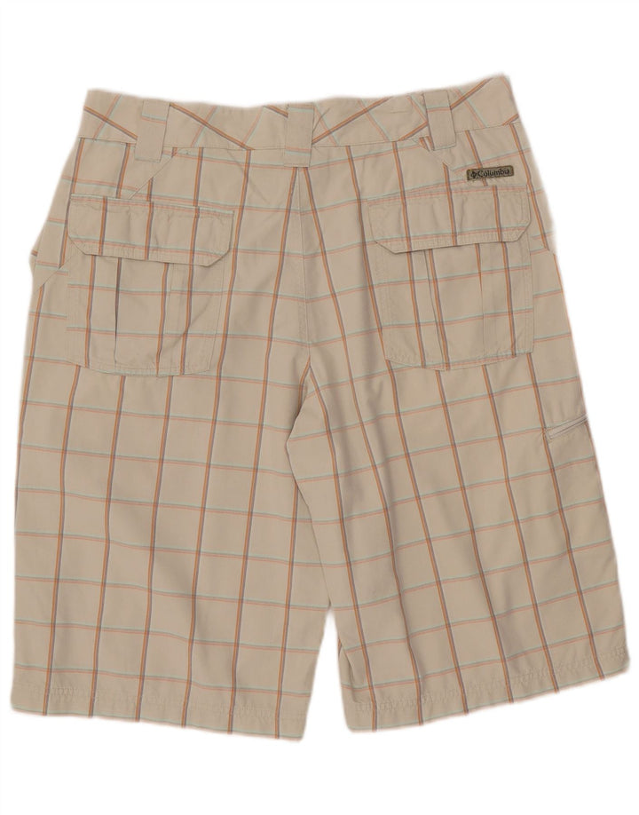 COLUMBIA Herre Cargo Shorts W34 Large Beige Ternet Bomuld