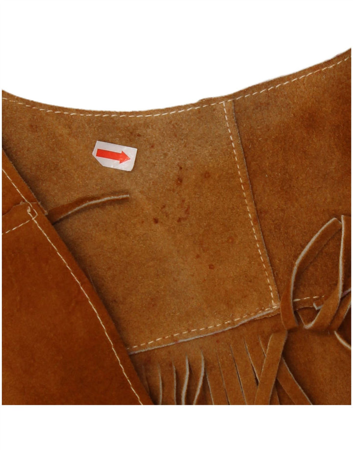 VINTAGE Dame ruskindsvest UK 10 Lille Brun