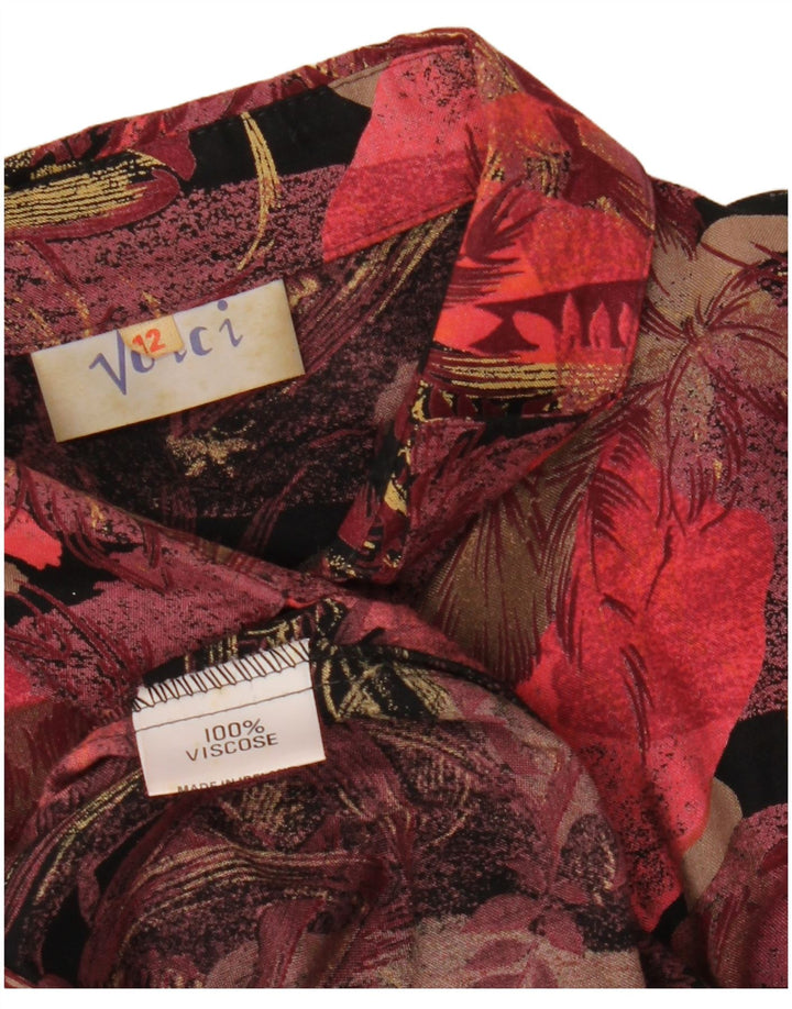 Vintage kvinders 2-delt nederdelsæt UK 12 Medium W27 Burgundy Floral Retro