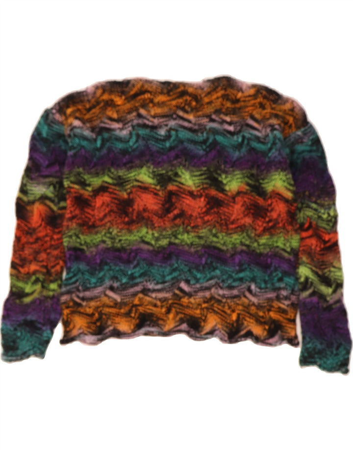VINTAGE Womens Boat Neck Jumper Sweater UK 14 Medium Multicoloured Striped Vintage Vintage and Second-Hand Vintage from Messina Hembry 