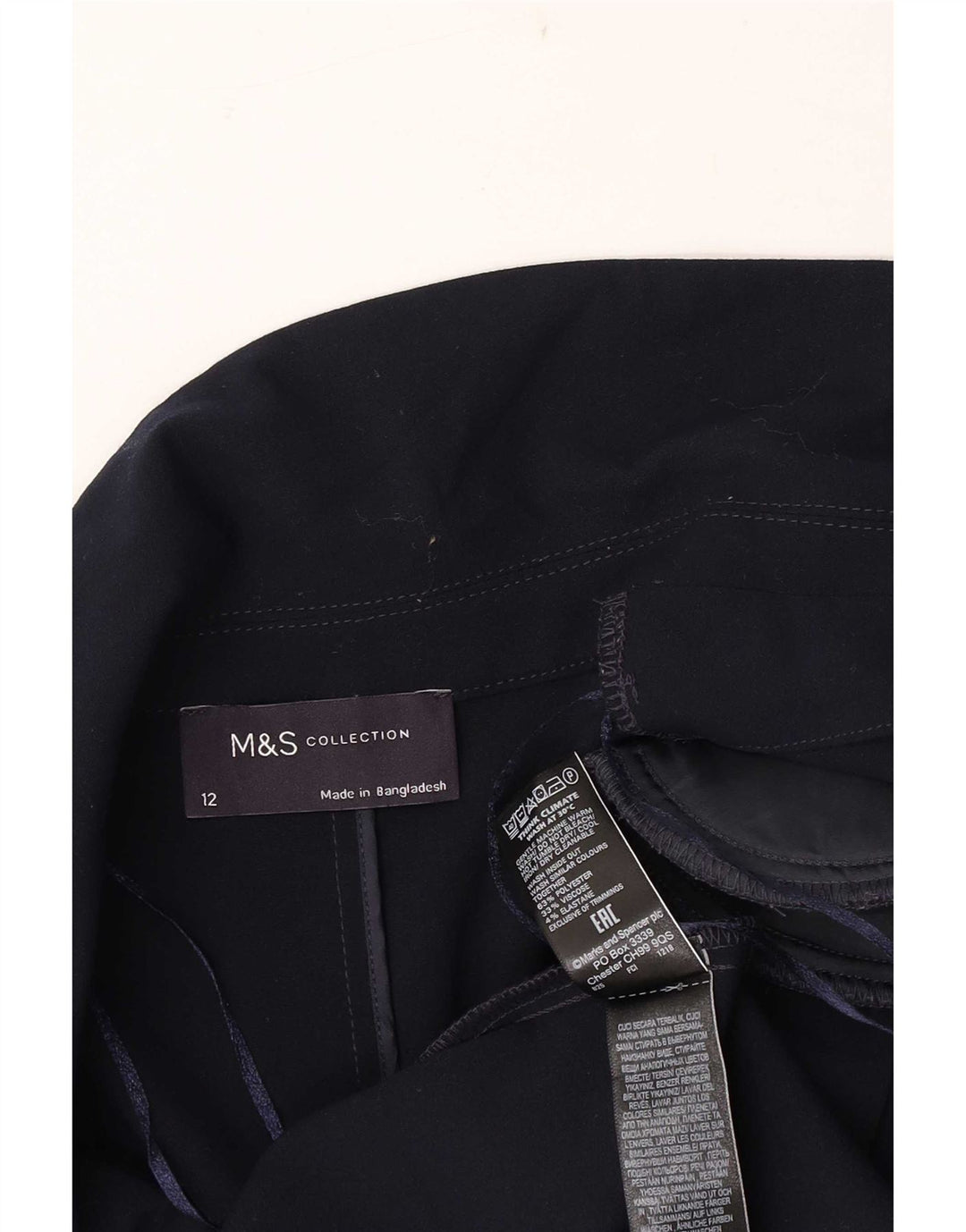 Marks & Spencer Dame 3/4-ærmet åben blazerjakke UK 12 Medium Navy Blue