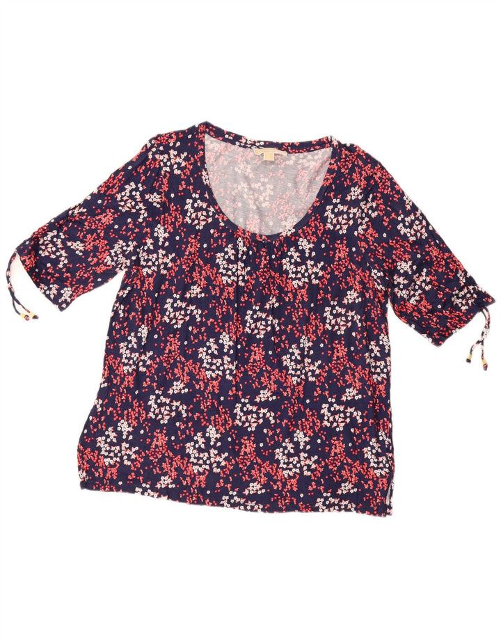 MICHAEL KORS Dame Bluse Top UK 18 XL Navy Blue Blomster Syntetisk