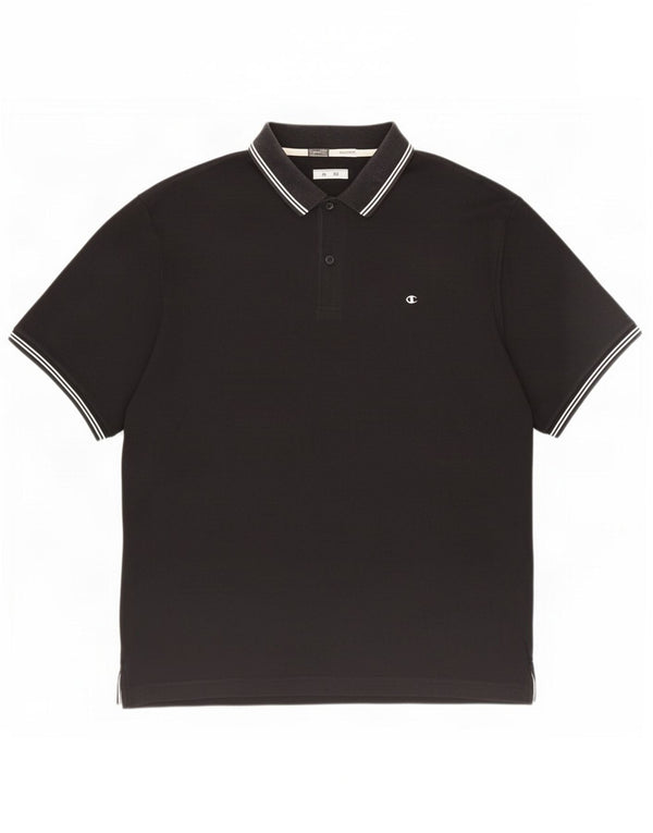 Champion Herre Easy Fit Polo Shirt XL Sort Stribet Bomuld