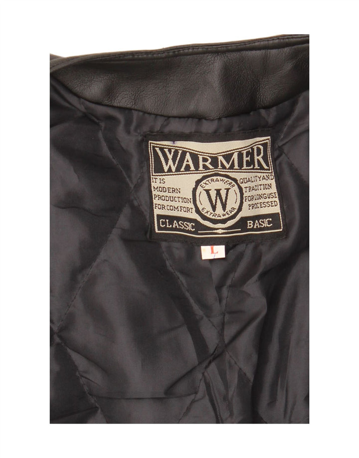 Vintage Dame Læder Gilet UK 16 Large Black