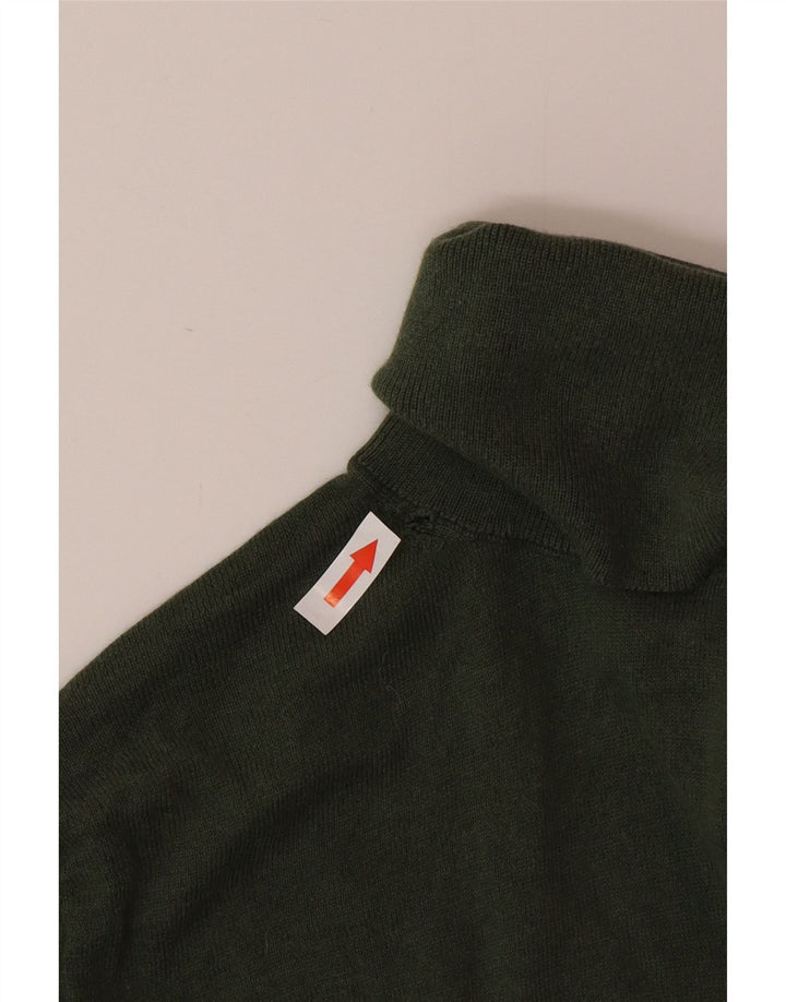 Massimo Dutti Dame Roll Neck Jumper Sweater UK 12 Medium Green Silke