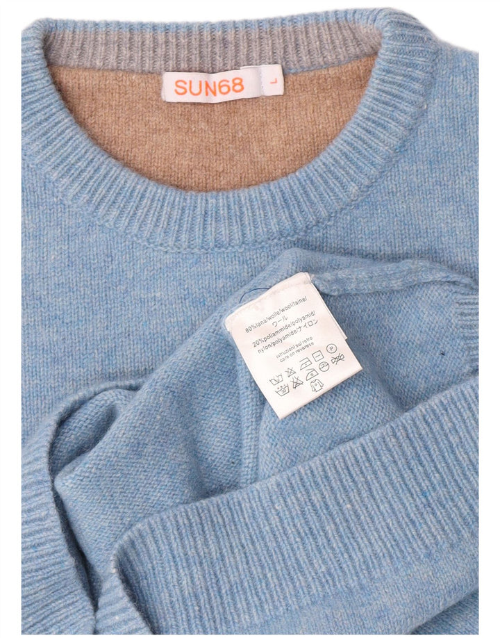 Sun68 Dame sweater med rund hals, stor blå uld