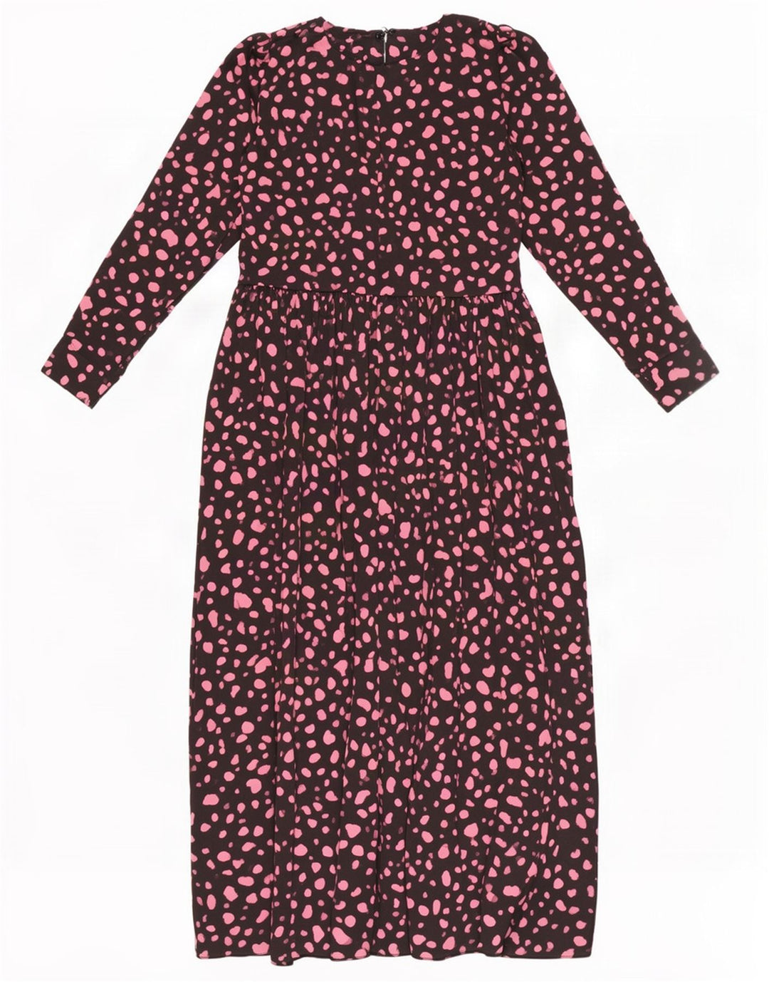 Zara Langærmet Maxikjole til kvinder UK 12 Mellem sort plettet polyester