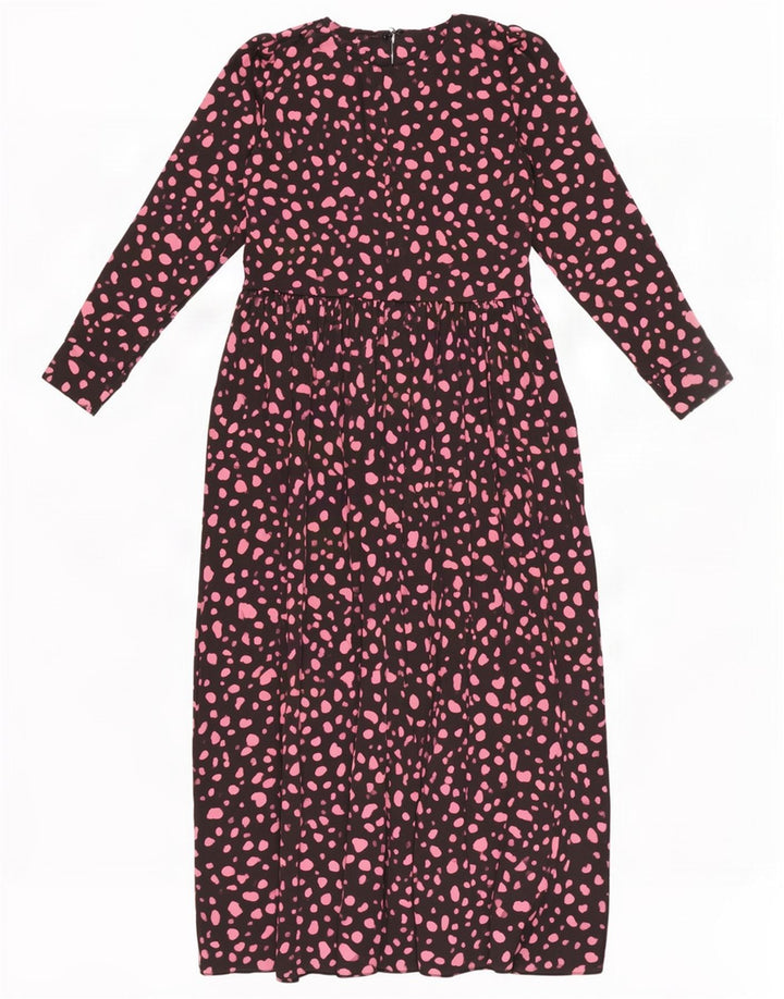 Zara Langærmet Maxikjole til kvinder UK 12 Mellem sort plettet polyester