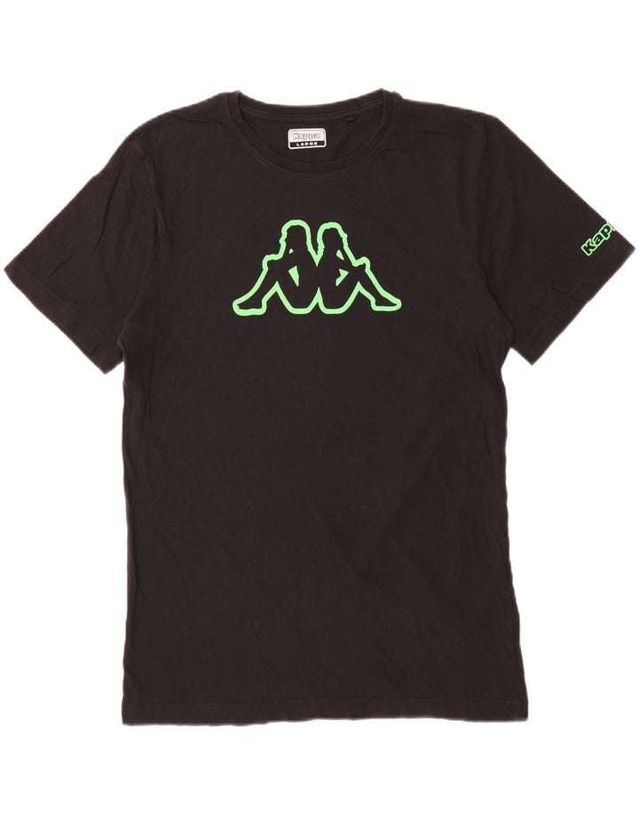 KAPPA Mens Graphic T-Shirt Top Large Black Cotton Vintage Kappa and Second-Hand Kappa from Messina Hembry 