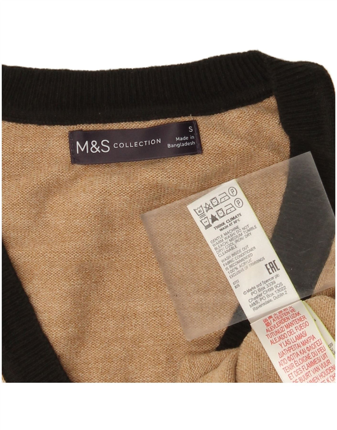 Marks & Spencer Dame V-hals sweater UK 10 Small Beige Flecked