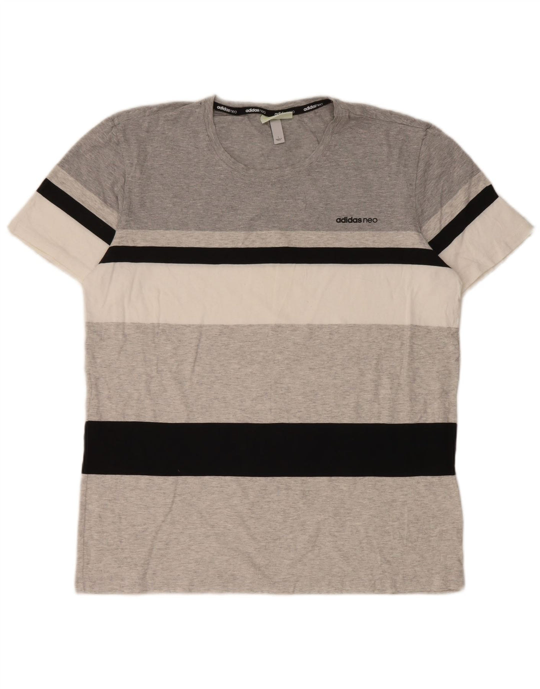 Adidas T-shirt top til mænd, stor grå stribet bomuld
