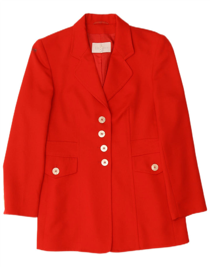 Elegance Dame 4-knaps blazerjakke UK 10 Small Red Virgin Wool