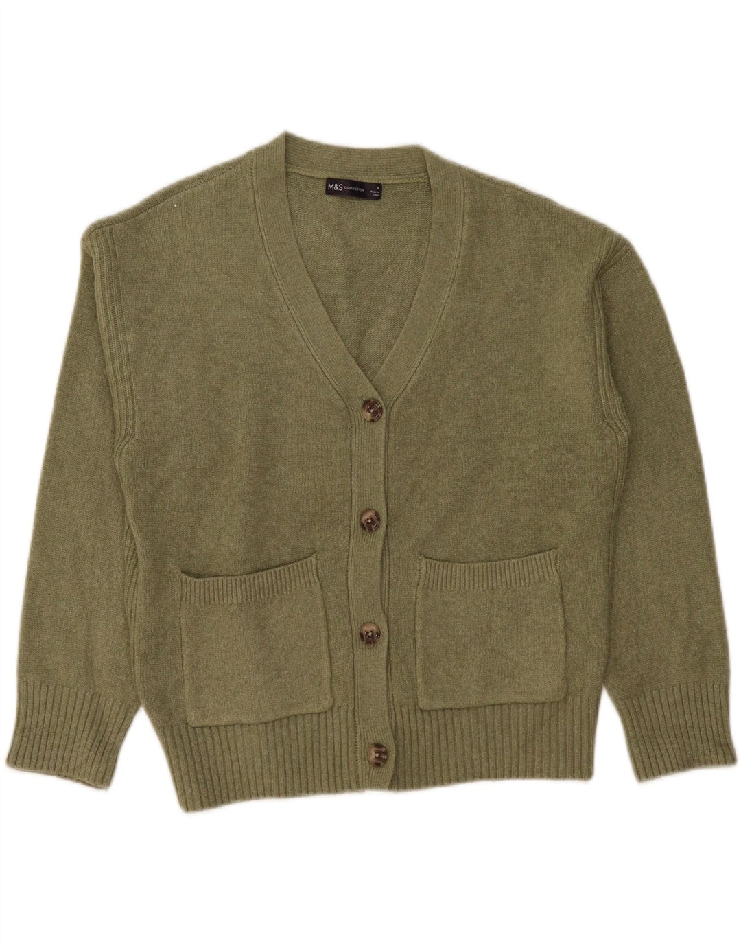 Marks & Spencer Dame Oversized Cardigan Sweater UK 14 Medium Khaki