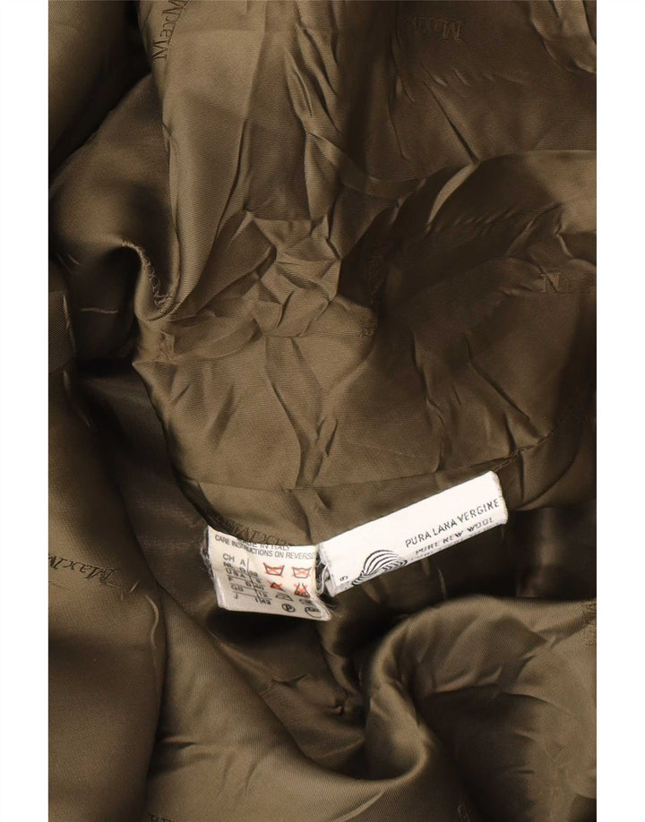 Max Mara Dame Overfrakke UK 12 Medium Khaki Virgin Wool