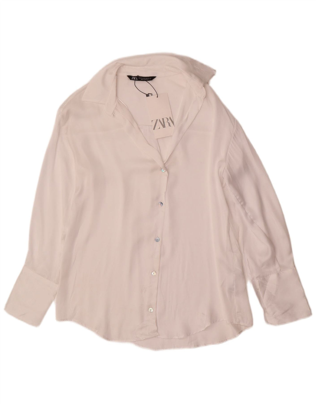 ZARA Oversized skjorte til kvinder UK 6 XS Hvid polyester