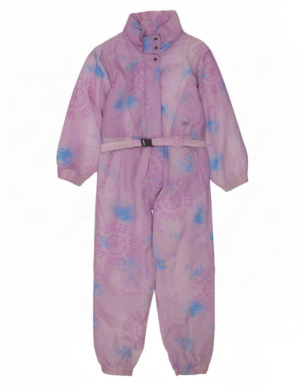 Vintage Kvinders Grafisk Ski Jumpsuit UK 14 Medium Purple