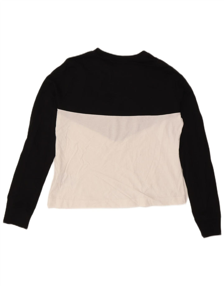 Nike Dame Grafisk Top Langærmet UK 12 Medium Sort Colourblock Bomuld