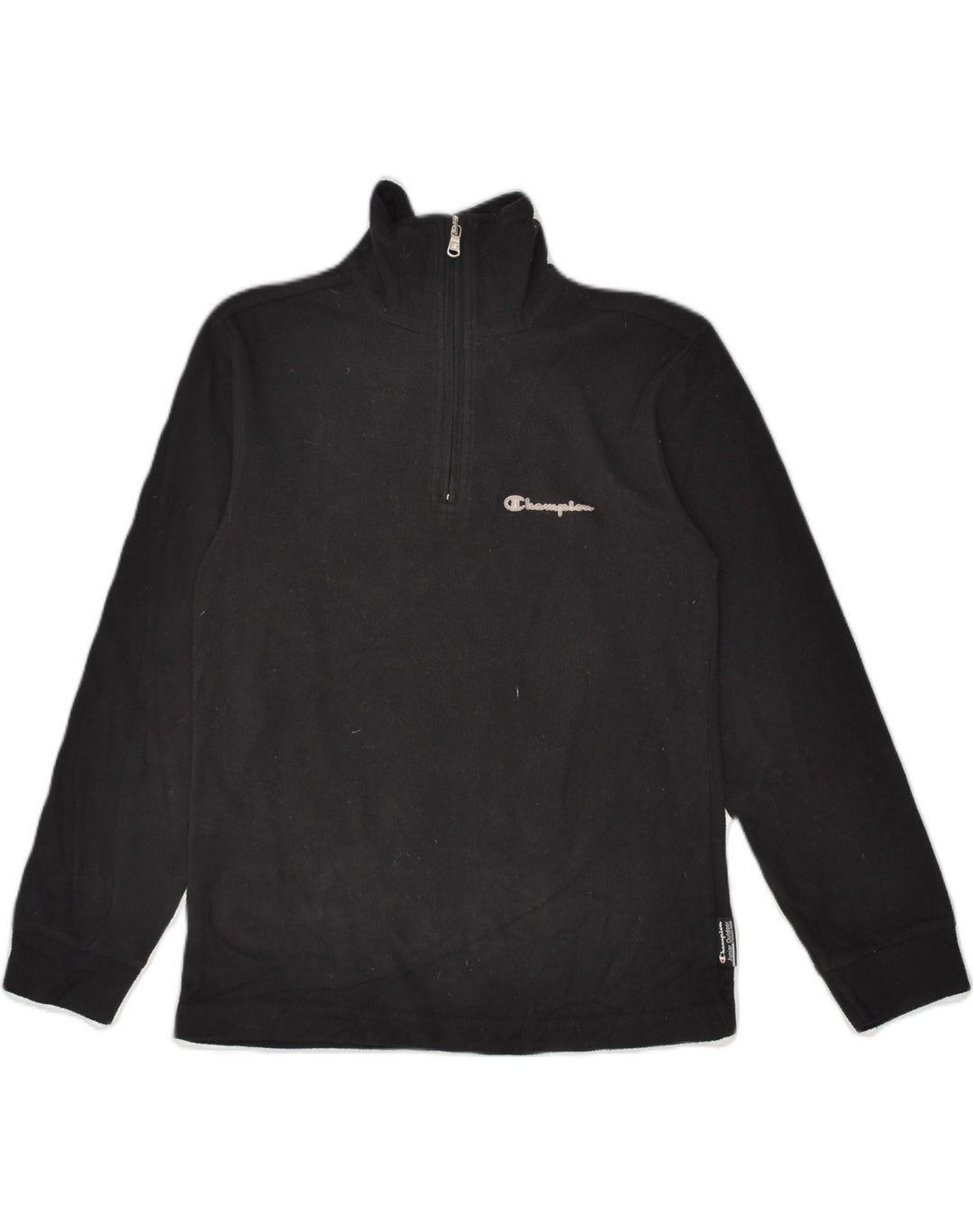 CHAMPION Boys Zip Neck Fleece Jumper 9-10 Years Medium Black Cotton | Vintage Champion | Thrift | Second-Hand Champion | Used Clothing | Messina Hembry 