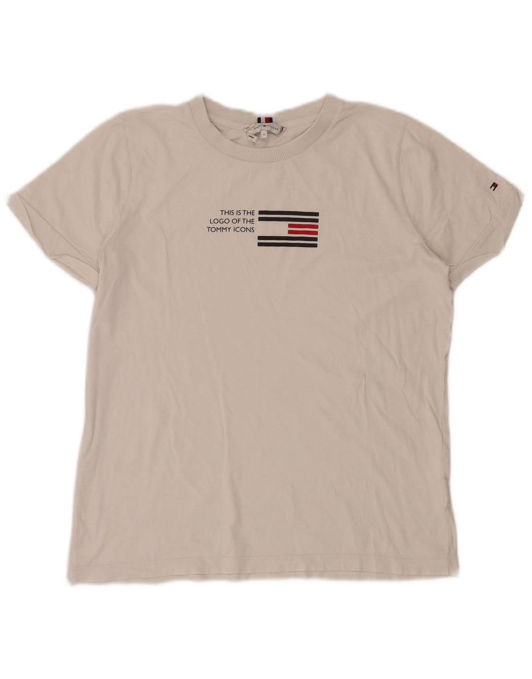 Tommy Hilfiger Dame Grafisk T-Shirt Top UK 14 Medium White