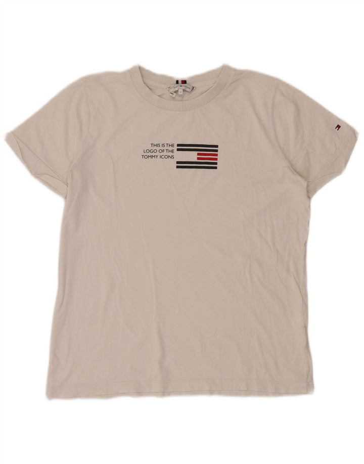 Tommy Hilfiger Dame Grafisk T-Shirt Top UK 14 Medium White