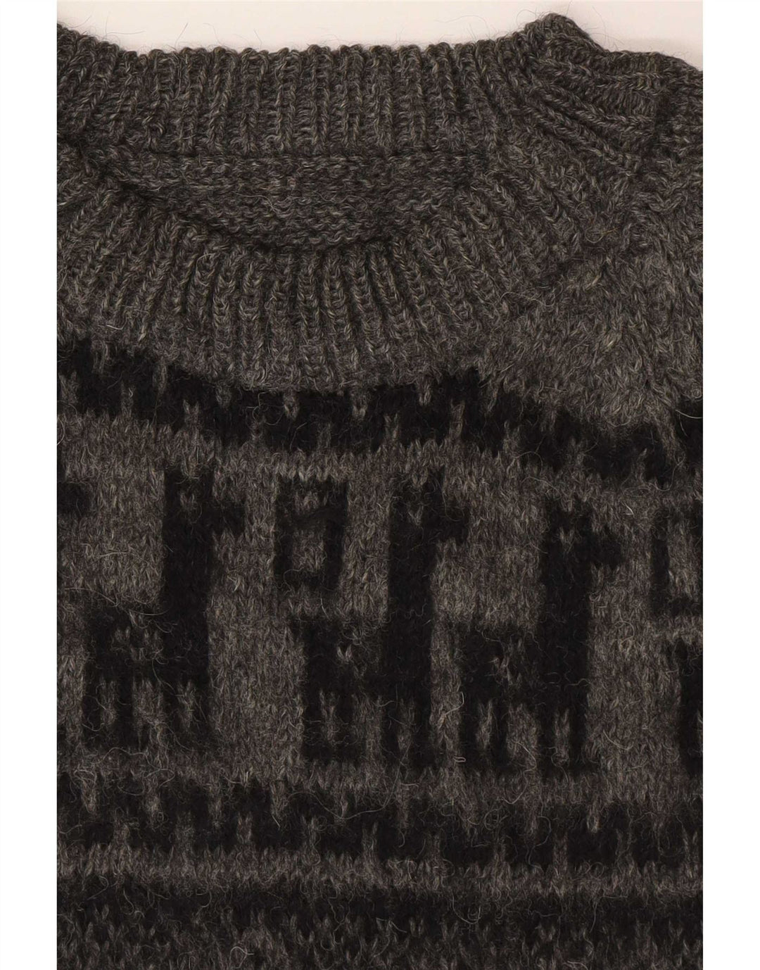 Vintage herre rund hals sweater lille grå geometrisk