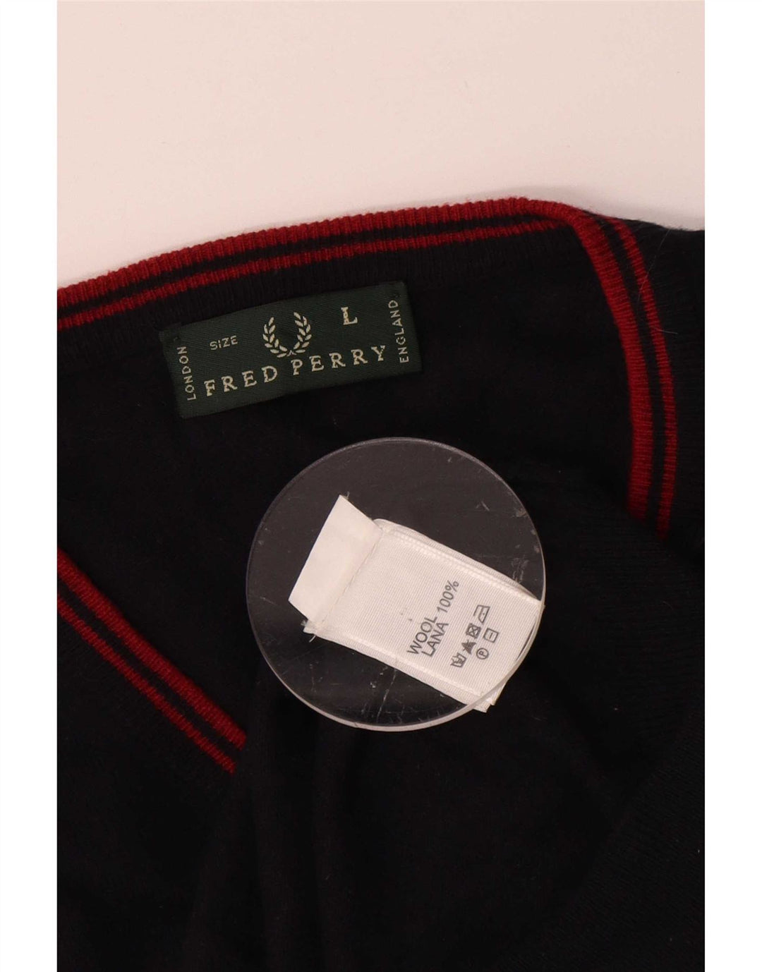 Fred Perry Herre V-hals sweater Stor marineblå uld