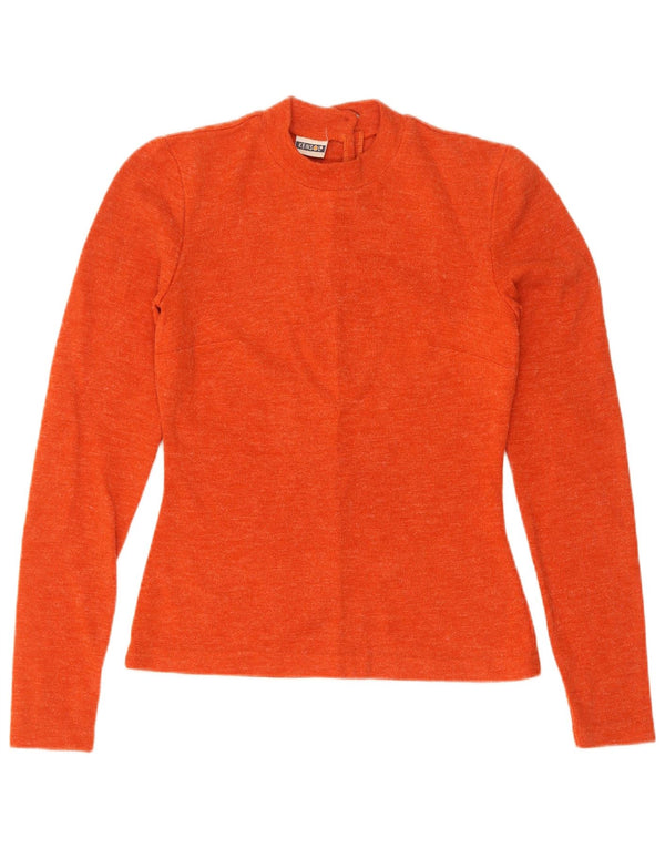 Vintage dame sweater med rund hals DK 10 lille orange nylon