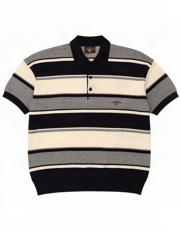 Navigare Mens Polo Neck Jumper Sweater 2XL Black Colourblock Cotton