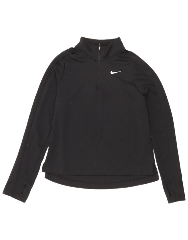 Nike Girls Dri Fit Pullover med lynlås-hals træningsdragt Top 10-11 år Medium Sort
