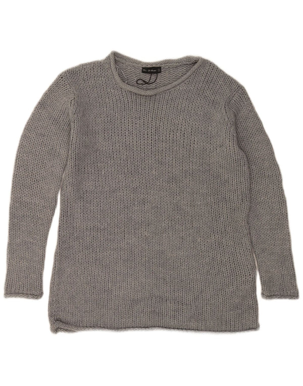 Zara Dame Oversized Boat Neck Jumper Sweater UK 10 Small Grå Akryl
