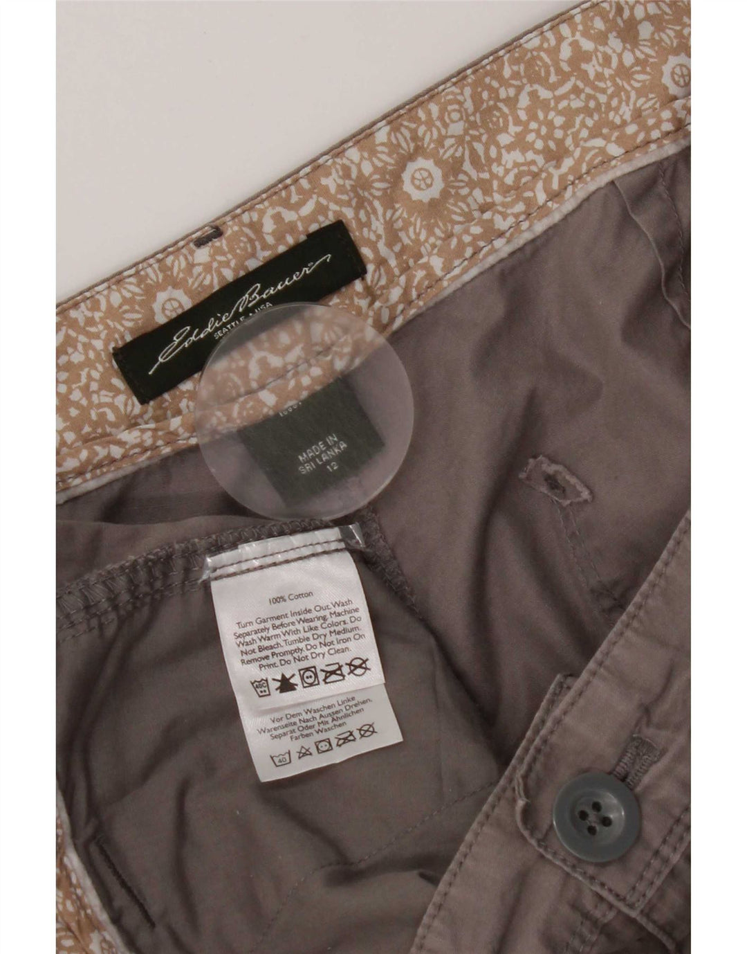 Eddie Bauer Dame Chino Shorts US 12 Large W34 Grå Bomuld