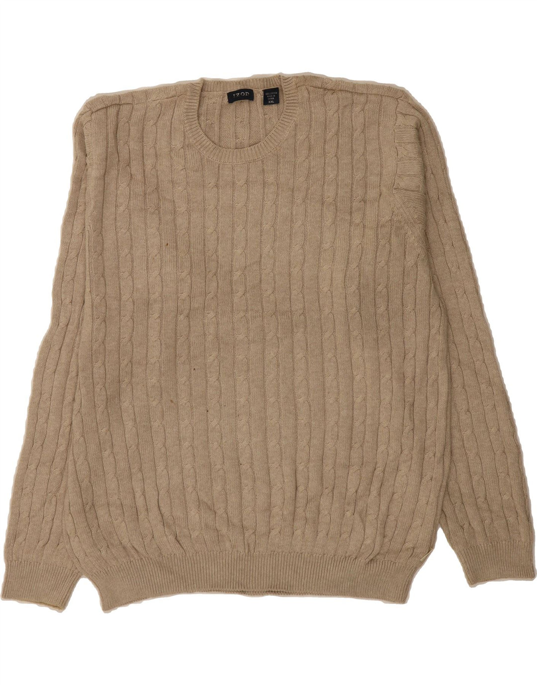 IZOD Mens Crew Neck Jumper Sweater 2XL Beige Cotton Vintage Izod and Second-Hand Izod from Messina Hembry 
