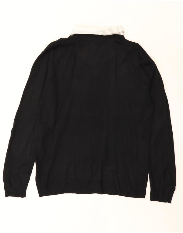 Pierre Cardin Herre Polo Neck Jumper Sweater Medium Sort Akryl