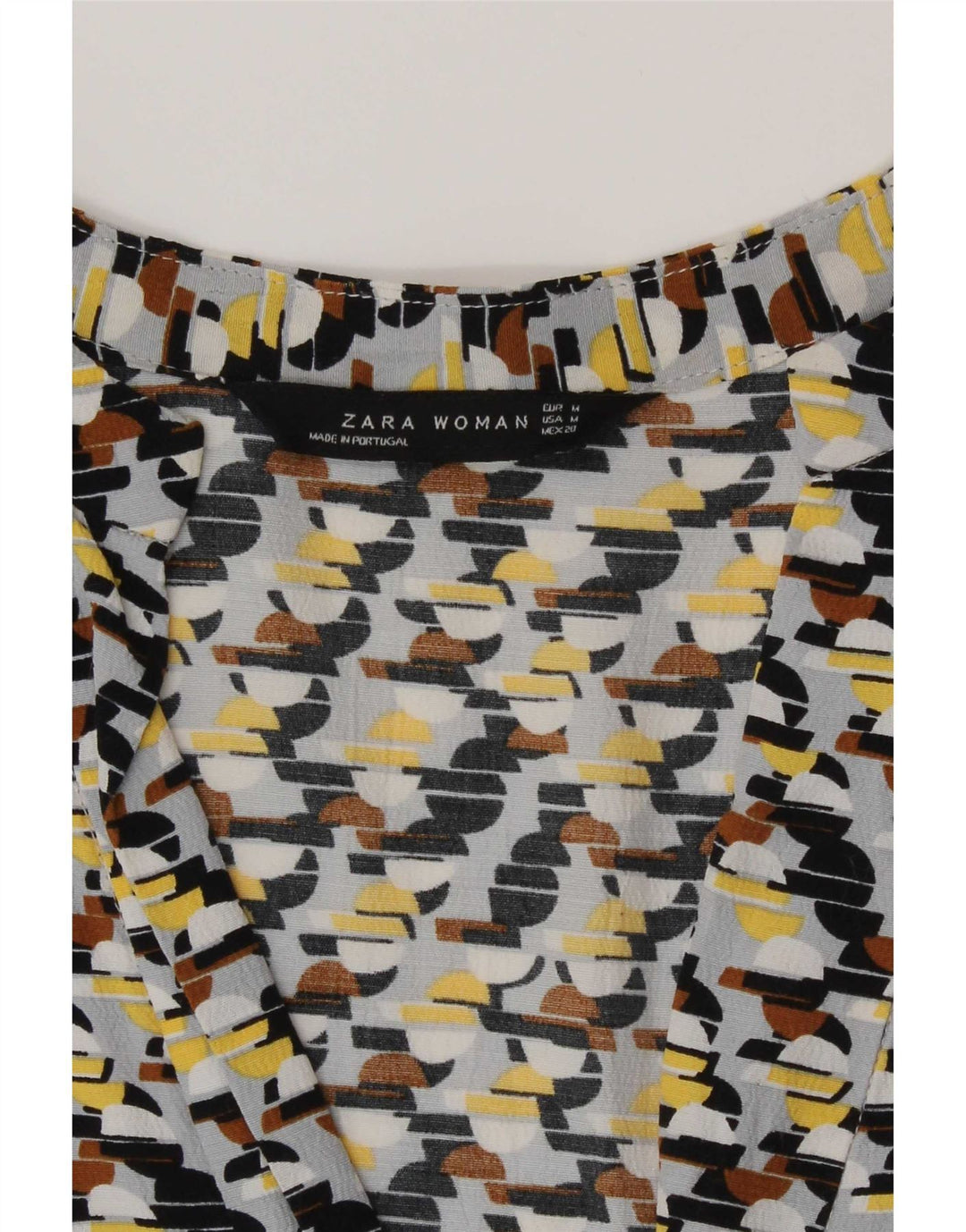 Zara Dame 3/4 ærme Skift Kjole UK 14 Medium Flerfarvet Geometrisk