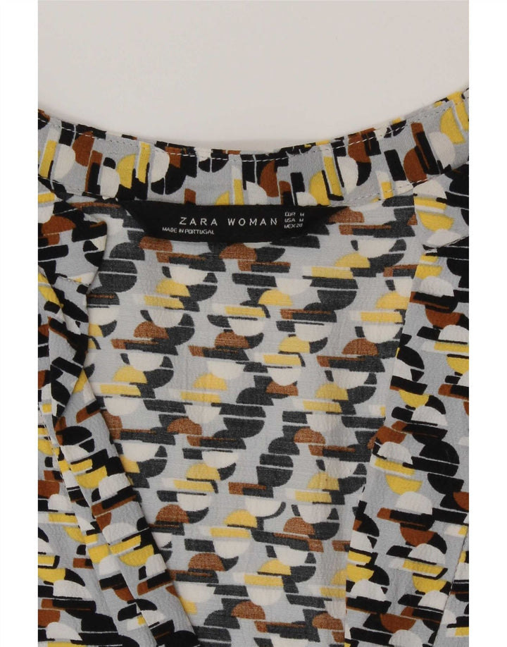 Zara Dame 3/4 ærme Skift Kjole UK 14 Medium Flerfarvet Geometrisk